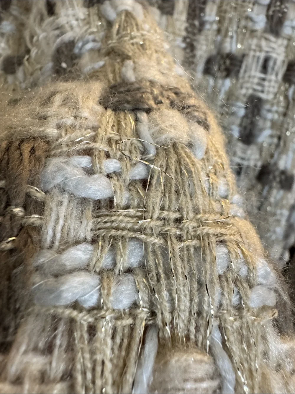 LOFT Beige and Cream Knit Scarf